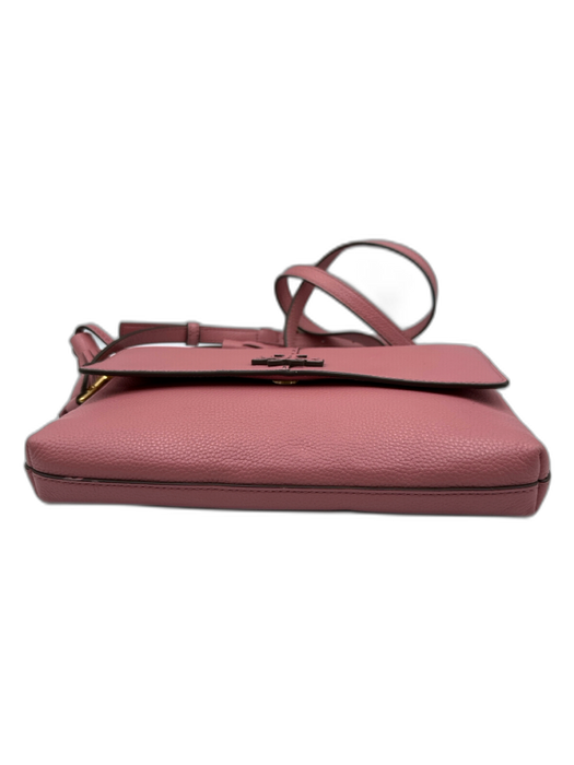 Tory Burch Pink Pebbled Leather Magnetic  Flap Zip Close Crossbody Tassel Bag Pink / S