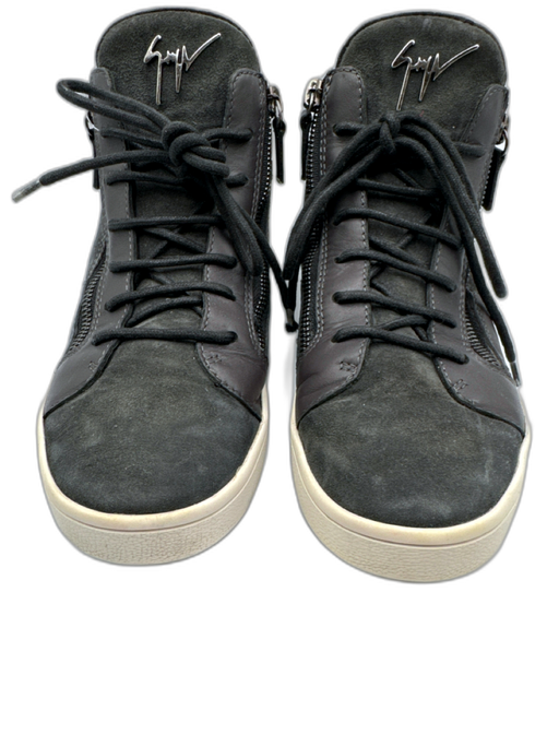 Guiseppe Zanotti Shoe Size 38 Slate Gray Leather Fabric Block lace up Sneakers Slate Gray / 38