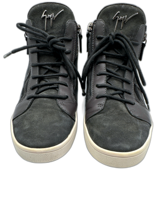 Guiseppe Zanotti Shoe Size 38 Slate Gray Leather Fabric Block lace up Sneakers Slate Gray / 38