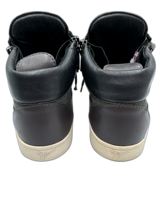 Guiseppe Zanotti Shoe Size 38 Slate Gray Leather Fabric Block lace up Sneakers Slate Gray / 38