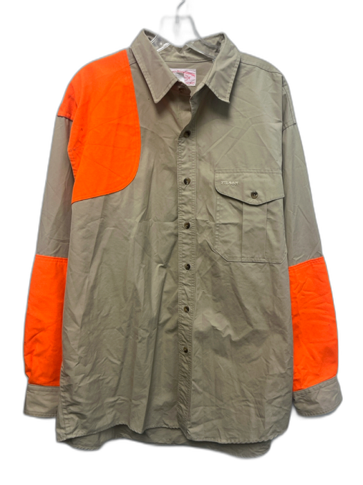 Filson Size XL Beige & Orange Cotton Solid Outdoors Button up Long Sleeve Shirt Beige & Orange / XL