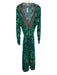 True Colours Size L/XL Blue & Green Viscose Silk Blend V Neck Dress Blue & Green / L/XL