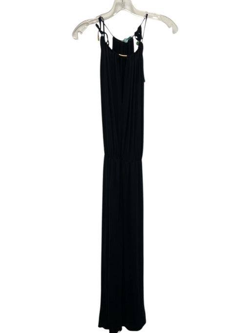 Melissa Odabash Size M Black Viscose Blend gold metal accent Side Slit Dress Black / M