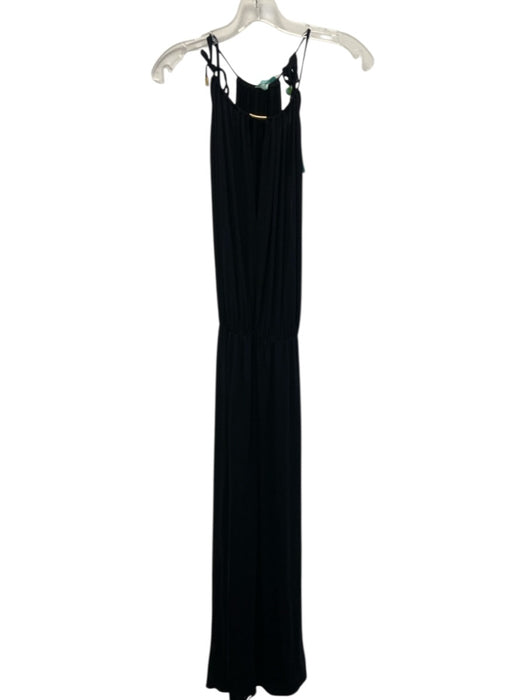 Melissa Odabash Size M Black Viscose Blend gold metal accent Side Slit Dress Black / M