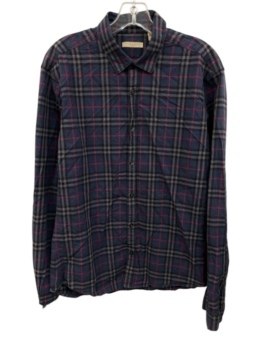 Burberry Size L Blue & Black Cotton Novacheck Button Down Long Sleeve Shirt Blue & Black / L