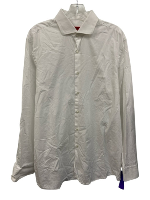 Hugo Boss Size 17 White Cotton Solid Button up Men's Long Sleeve Shirt White / 17