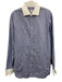Armani Size 16.5 Blue Cotton Striped Button Up Bankers Collar Long Sleeve Shirt Blue / 16.5