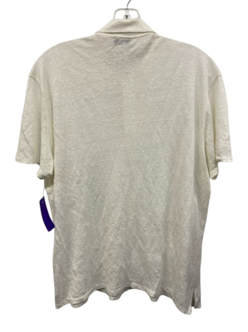Sandro Size XS White Cotton Blend Solid Polo Knit Men's Short Sleeve White / XS