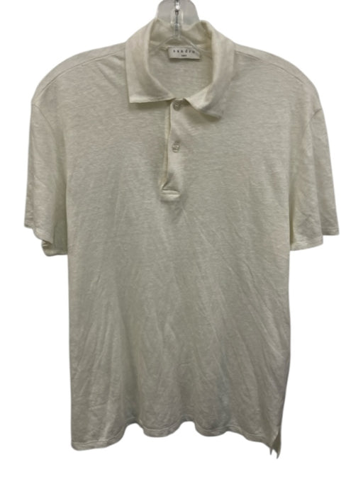 Sandro Size XS White Cotton Blend Solid Polo Knit Men's Short Sleeve White / XS