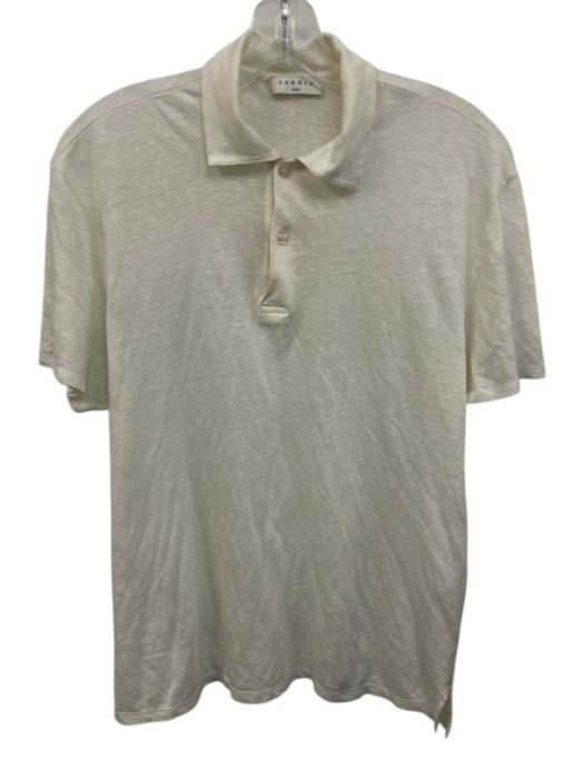 Sandro Size XS White Cotton Blend Solid Polo Knit Men's Short Sleeve White / XS