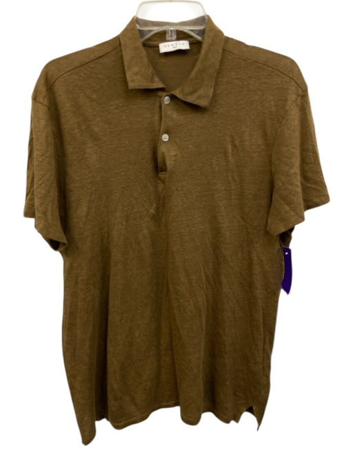 Sandro Size XS Tan Cotton Blend Solid Knit Polo Men's Short Sleeve Tan / XS