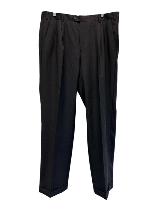Santorelli Size 36 Dark Gray Wool Solid Pleats & Cuffs Dress Men's Pants Dark Gray / 36