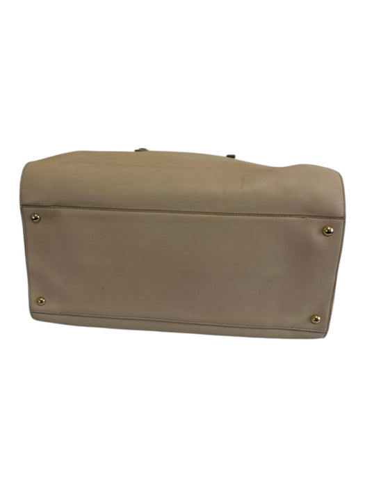 Salvatore Ferragamo Beige Leather Zip Top Side Pockets Top Handle Satchel Bag Beige
