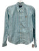 Ralph Lauren Size 4 Aqua Blue & White Cotton Striped Long Sleeve Button Up Top Aqua Blue & White / 4