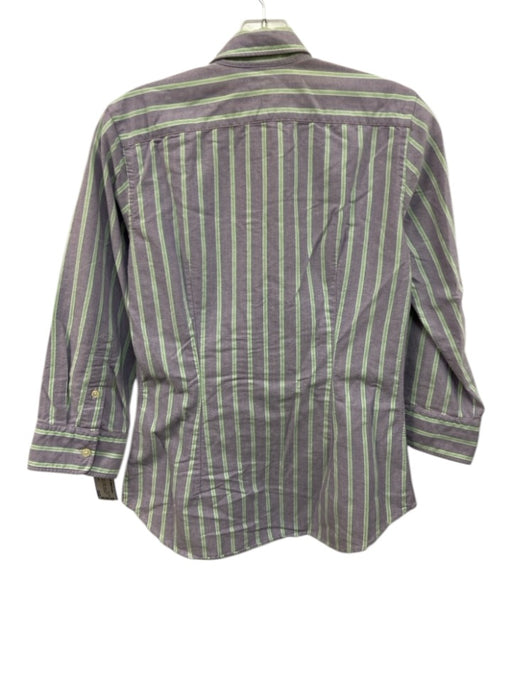 Ralph Lauren Size 6 Purple & Green Cotton Striped Long Sleeve Button Up Top Purple & Green / 6