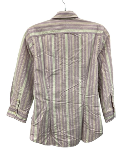 Ralph Lauren Size 4 Purple, Green & Cream Cotton Striped Long Sleeve Shirt Top Purple, Green & Cream / 4