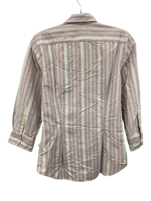 Ralph Lauren Size 4 Purple, Green & Cream Cotton Striped Long Sleeve Shirt Top Purple, Green & Cream / 4