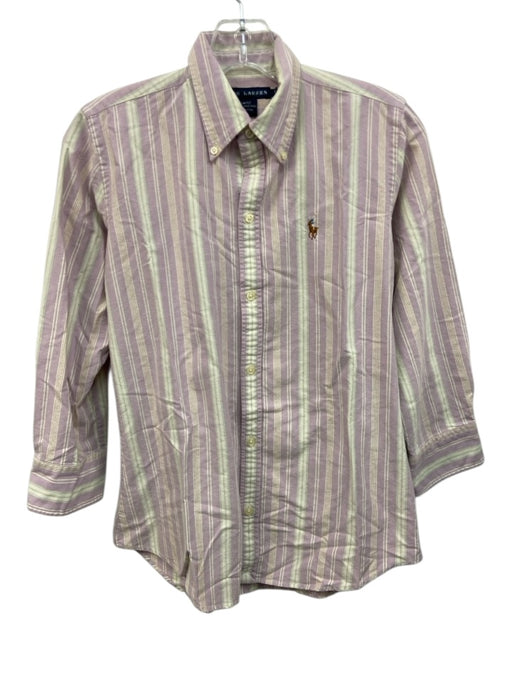 Ralph Lauren Size 4 Purple, Green & Cream Cotton Striped Long Sleeve Shirt Top Purple, Green & Cream / 4