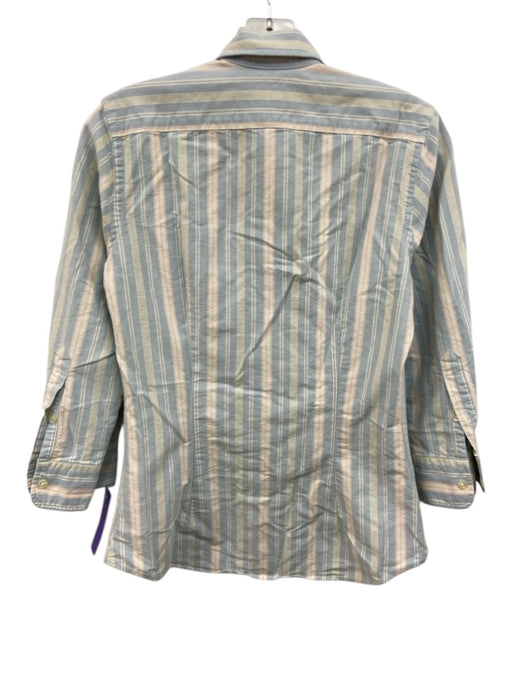 Ralph Lauren Size 4 Blue, Pink & Green Cotton Striped Long Sleeve Button Up Top Blue, Pink & Green / 4