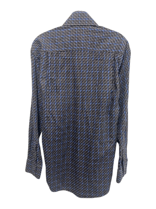 Burberry London Size S Gray & Blue Cotton Abstract Button Up Long Sleeve Shirt Gray & Blue / S