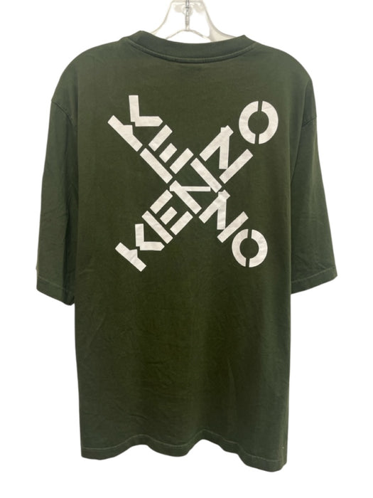 Kenzo Size L Green Cotton Blend logo T shirt Crew Men's Short Sleeve Green / L