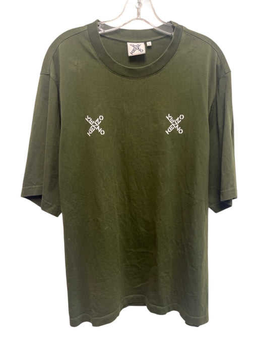 Kenzo Size L Green Cotton Blend logo T shirt Crew Men's Short Sleeve Green / L
