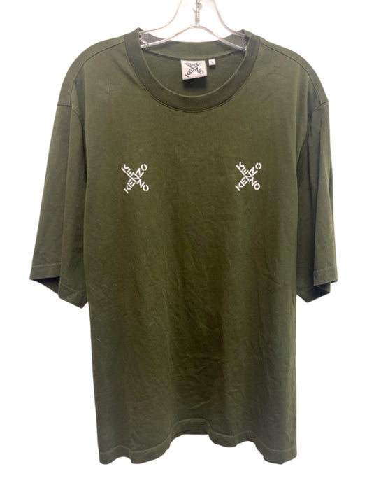 Kenzo Size L Green Cotton Blend logo T shirt Crew Men's Short Sleeve Green / L