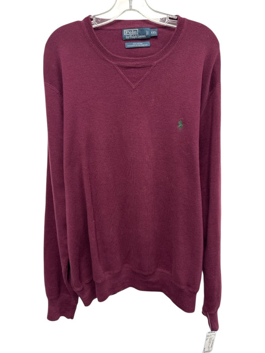 Polo Size XXL Dark Red Cotton Solid Sweatshirt Men's Long Sleeve Shirt Dark Red / XXL