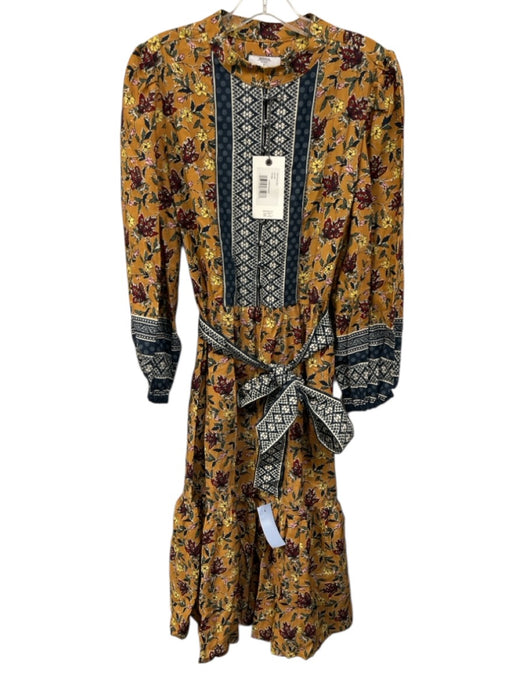 UnTuckit Size S Yellow, Blue & Multi Print Rayon Blend Floral 1/2 Button Dress Yellow, Blue & Multi Print / S