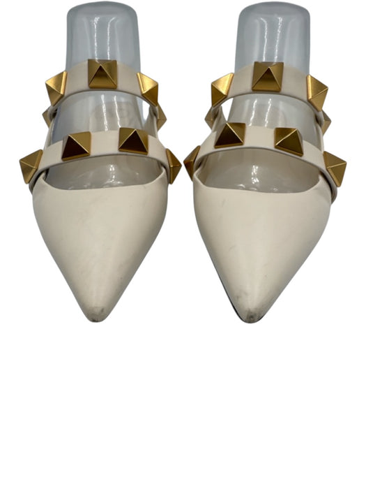 Valentino Garavani Shoe Size 36.5 Cream White Leather Upper Rockstud Flat Mules Cream White / 36.5