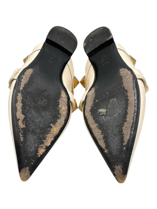 Valentino Garavani Shoe Size 36.5 Cream White Leather Upper Rockstud Flat Mules Cream White / 36.5