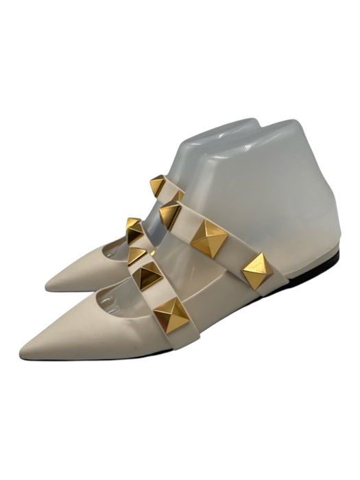 Valentino Garavani Shoe Size 36.5 Cream White Leather Upper Rockstud Flat Mules Cream White / 36.5