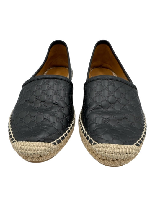 Gucci Shoe Size 36 Black & Beige Leather Upper Guccissima embossed Espadrille Black & Beige / 36