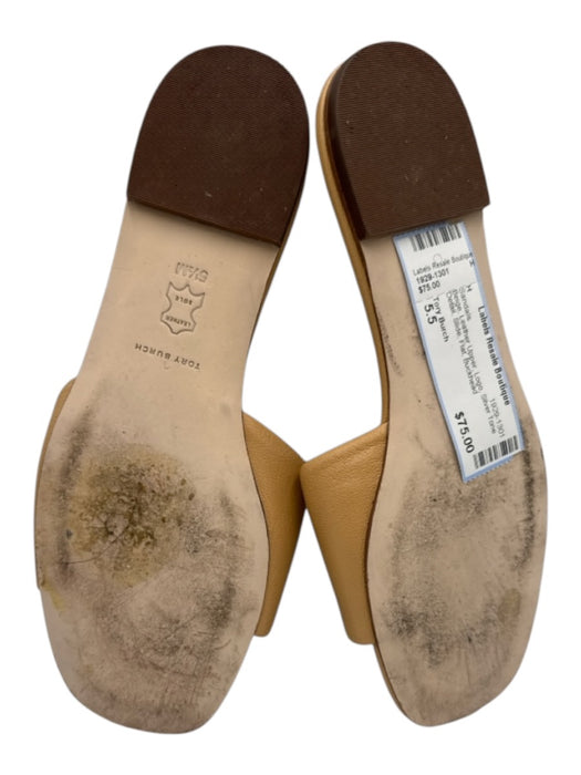 Tory Burch Shoe Size 5.5 Beige Leather Upper Logo Silver Tone Detail Sandals Beige / 5.5