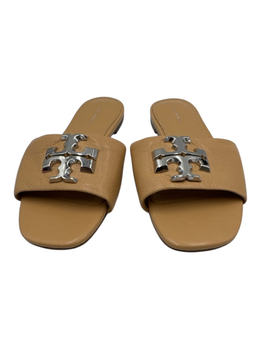 Tory Burch Shoe Size 5.5 Beige Leather Upper Logo Silver Tone Detail Sandals Beige / 5.5
