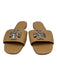 Tory Burch Shoe Size 5.5 Beige Leather Upper Logo Silver Tone Detail Sandals Beige / 5.5