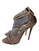 Giuseppe Zanotti Shoe Size 40 Beige & Clear Leather Upper Suede Back Zip Sandals Beige & Clear / 40