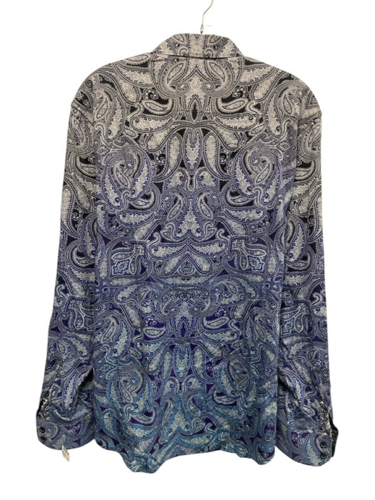 Robert Graham Size XL Purple & Blue Print Cotton Blend Paisley Long Sleeve Shirt Purple & Blue Print / XL