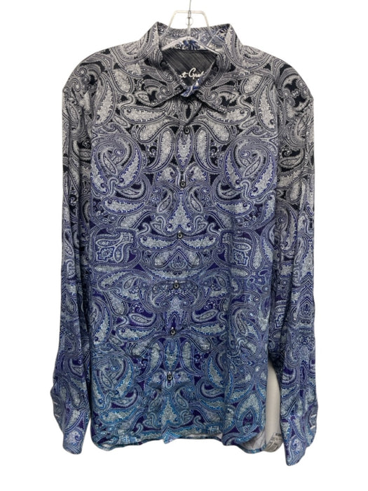 Robert Graham Size XL Purple & Blue Print Cotton Blend Paisley Long Sleeve Shirt Purple & Blue Print / XL