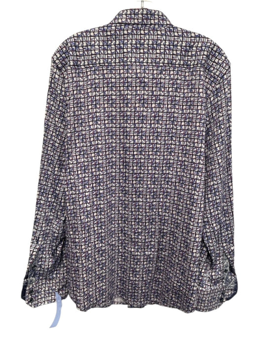 Robert Graham Size XL White & Multi Cotton Grid Button Up Long Sleeve Shirt White & Multi / XL
