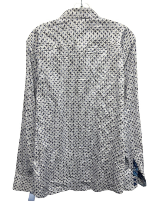 Robert Graham Size XL White & Blue Cotton Abstract Button Up Long Sleeve Shirt White & Blue / XL