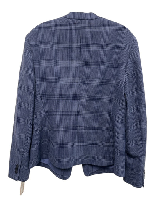 Boss Hugo Boss Size 12 Blue & Black Polyester Blend Plaid Open Front Jacket Blue & Black / 12