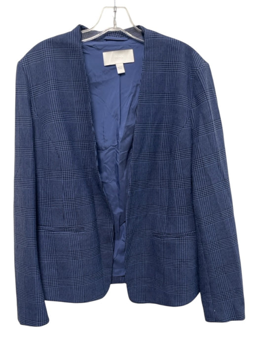 Boss Hugo Boss Size 12 Blue & Black Polyester Blend Plaid Open Front Jacket Blue & Black / 12