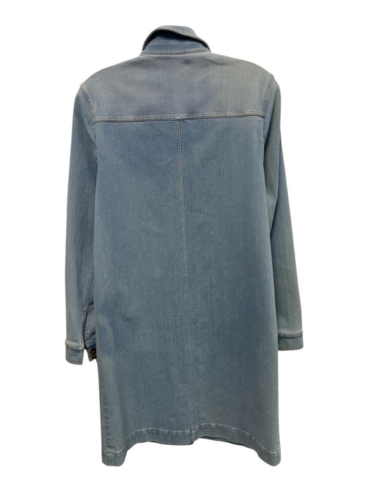 Lafayette 148 Size XS Light Wash Cotton Denim Button Front Faded Collar Dress Light Wash / XS