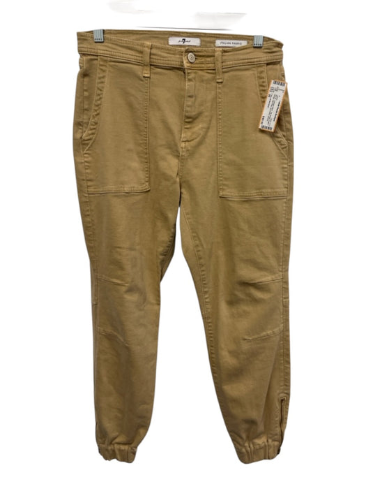 7 For All Mankind Size 26 Tan Beige Cotton Denim Mid Rise Zip Ankles Jeans Tan Beige / 26