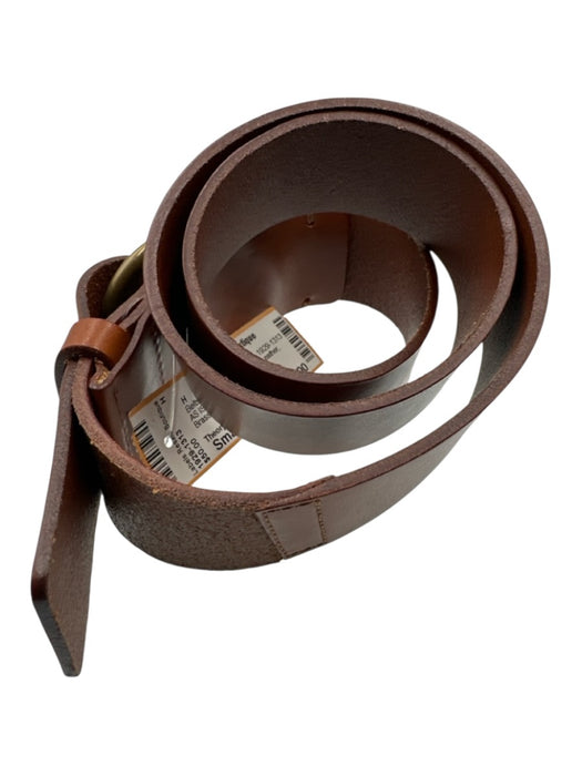 Theory Brown Leather Brass Circle Buckle Belts Brown / Small
