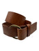 Theory Brown Leather Brass Circle Buckle Belts Brown / Small