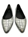 Aquatalia Shoe Size 9 Silver Pointed Toe Croc Embossed Block Heel metallic Flats Silver / 9