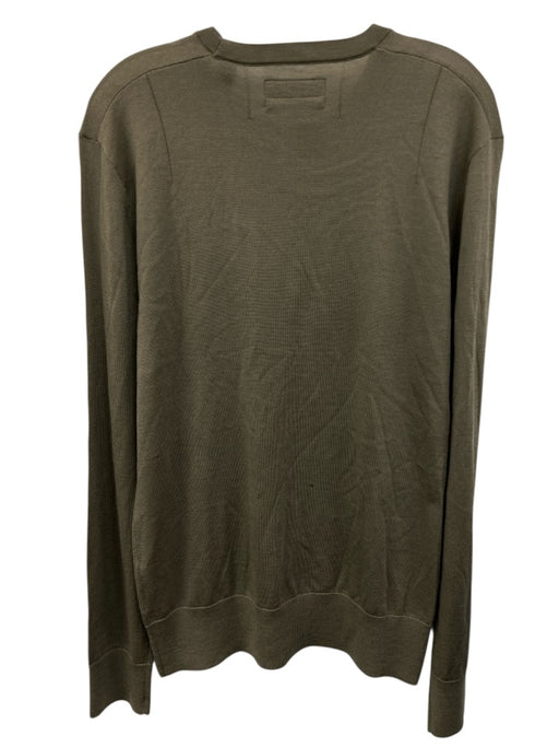 All Saints NWT Size L Olive Green Merino Wool Solid Men's Long Sleeve Shirt Olive Green / L
