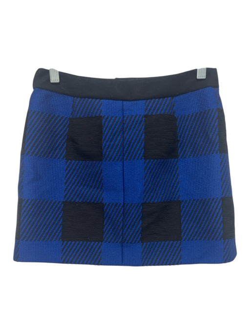 Rag & Bone Size 00 Black & Blue Wool Blend Plaid Zip & Snap Mini Skirt Black & Blue / 00